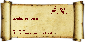 Ádám Miksa névjegykártya